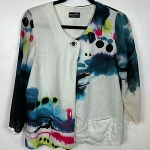 Lee Andersen Wearable Art Abstract Print 3/4 Sleeves Jacket Size XS